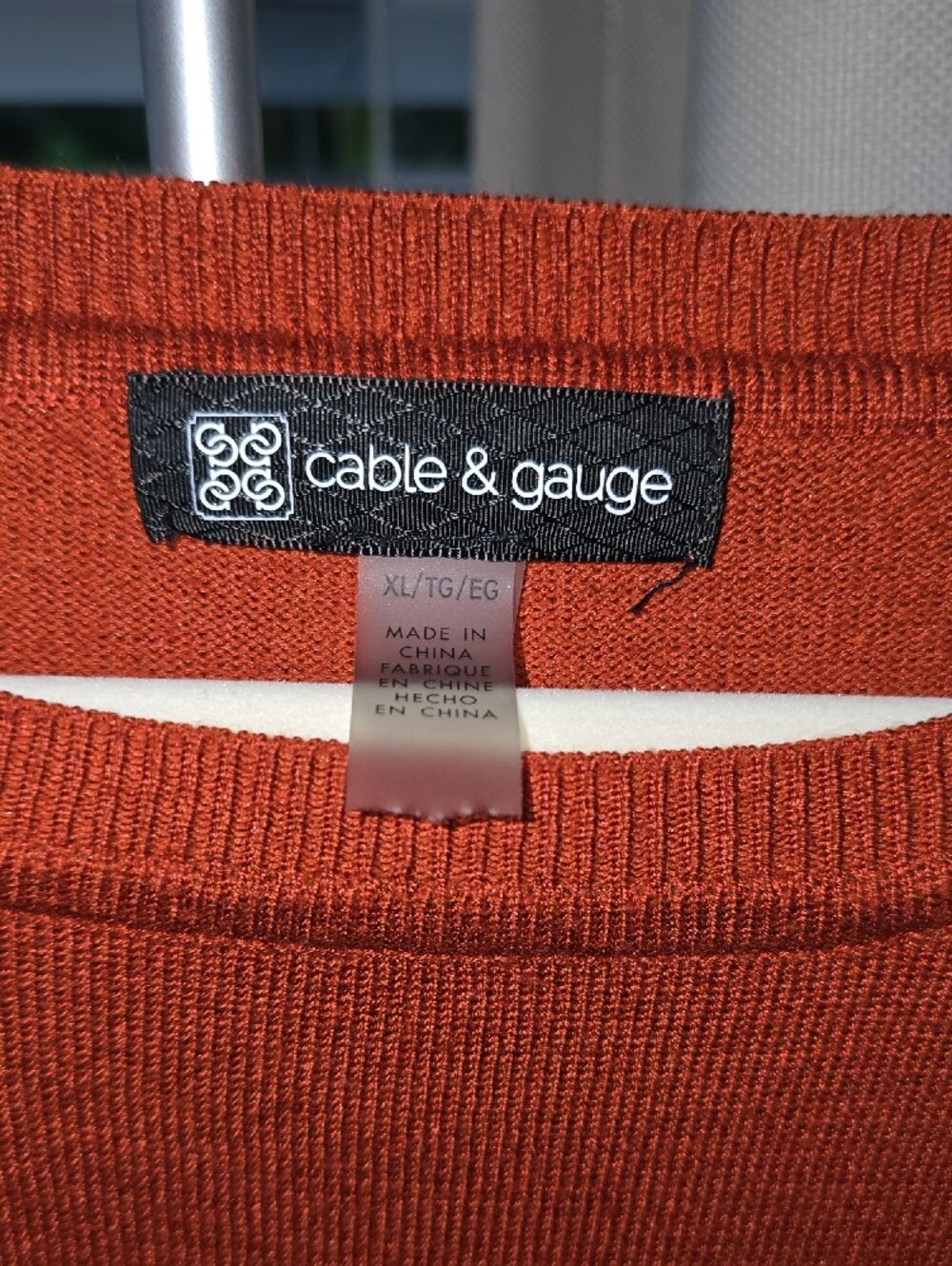 Cable & Gauge Rust Red Scoop Neck Short Sleeve Sweater - Picture 3 of 3